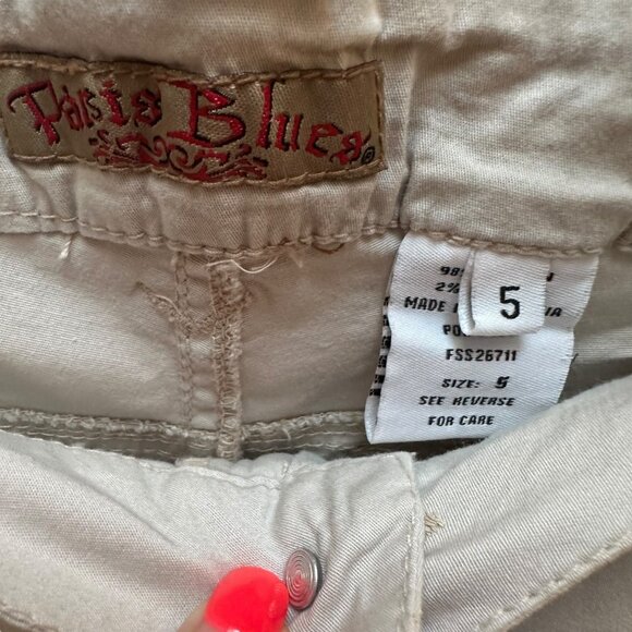 Vintage Paris Blues Cargo Pants Beige Wide Leg Drawstring Hem Lagenlook Size 5 - Picture 7 of 8